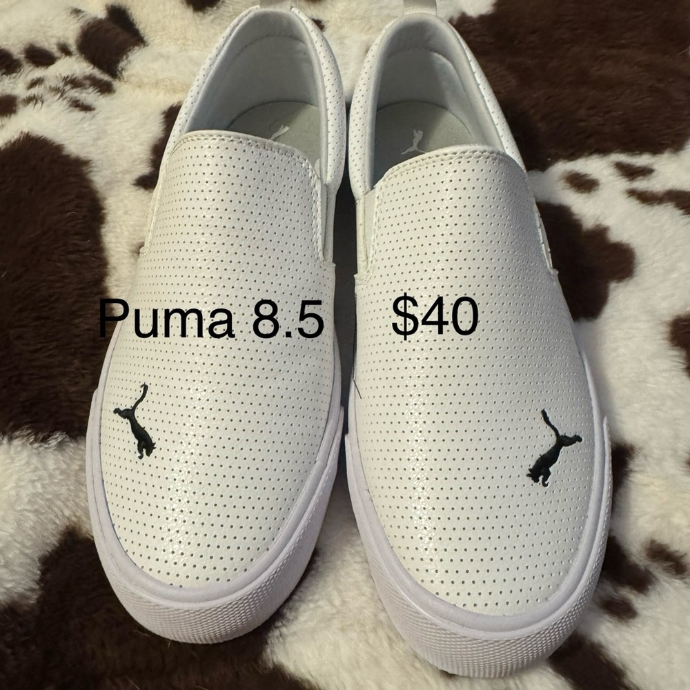 Puma White Slip-On Sneakers Breathable Mesh